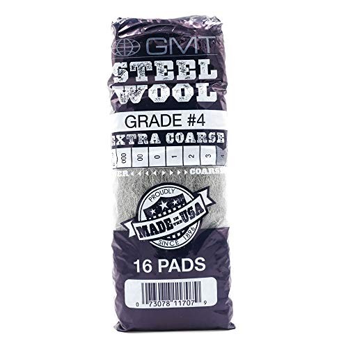 GMT Steel Wool #4 Coarsest Grade Hand Pads; Pack of 16 Pads (117007)