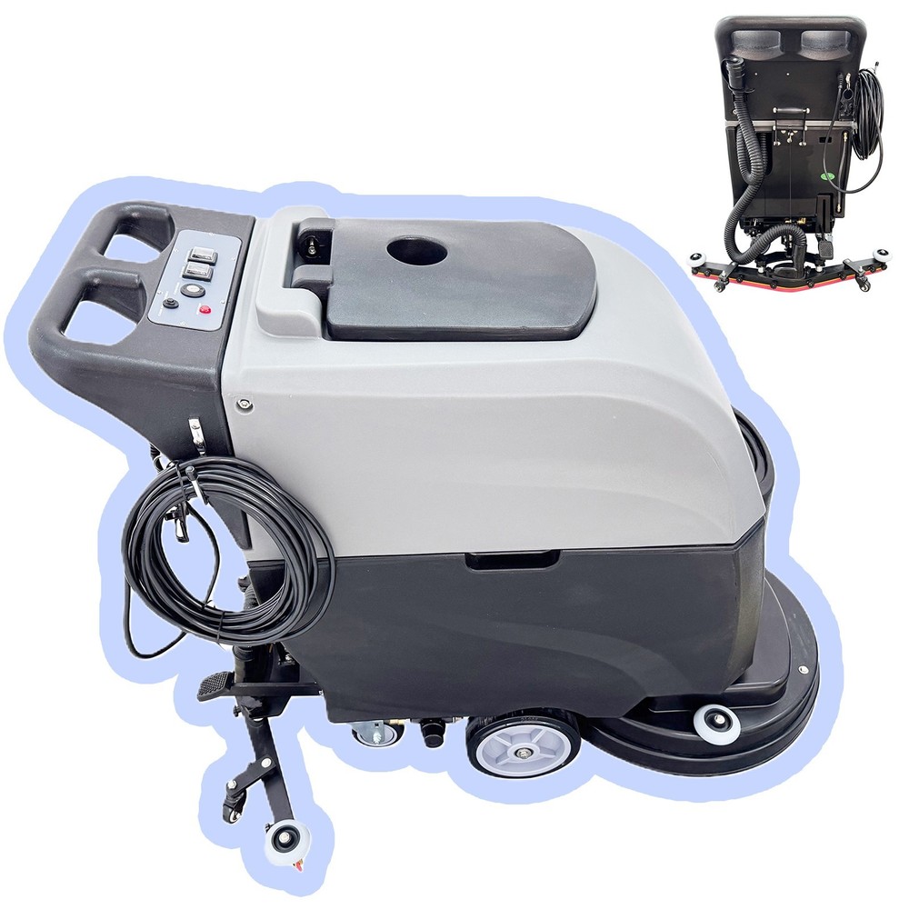 110V Commercial Auto Floor Scrubber Machine 10.6Gal+13.2Gal Wire Type Scrubber