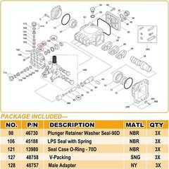34262 Seals Rebuild Kit Fits Cat Pump 66DX 6DX Pressure Washer Pump 6DX35G1I