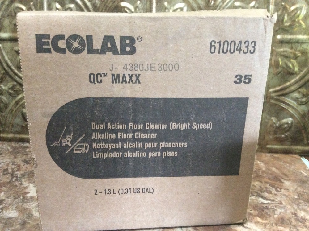 Case of 2 Ecolab 6100433 QC 35 Maxx Dual Action Floor Cleaner 1.3L Each