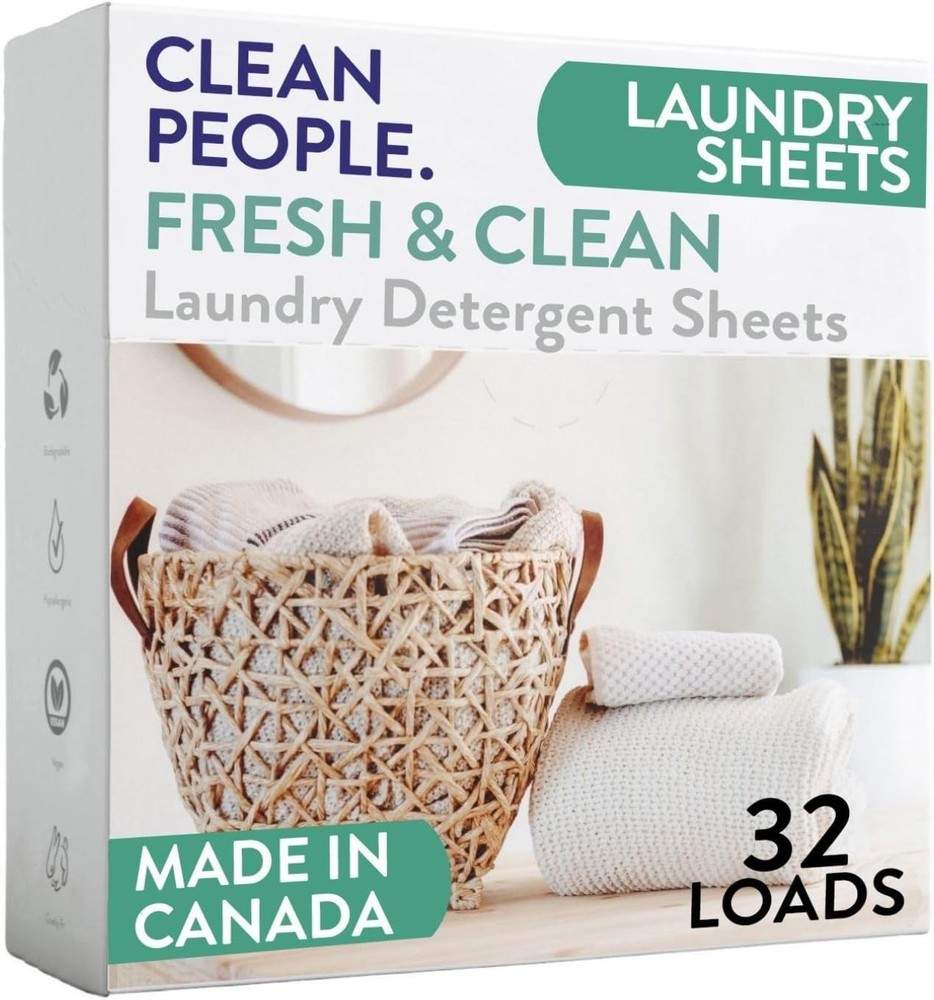The Clean People Laundry Detergent Sheets 32 Pack Ultra Concentrated Fresh Scent