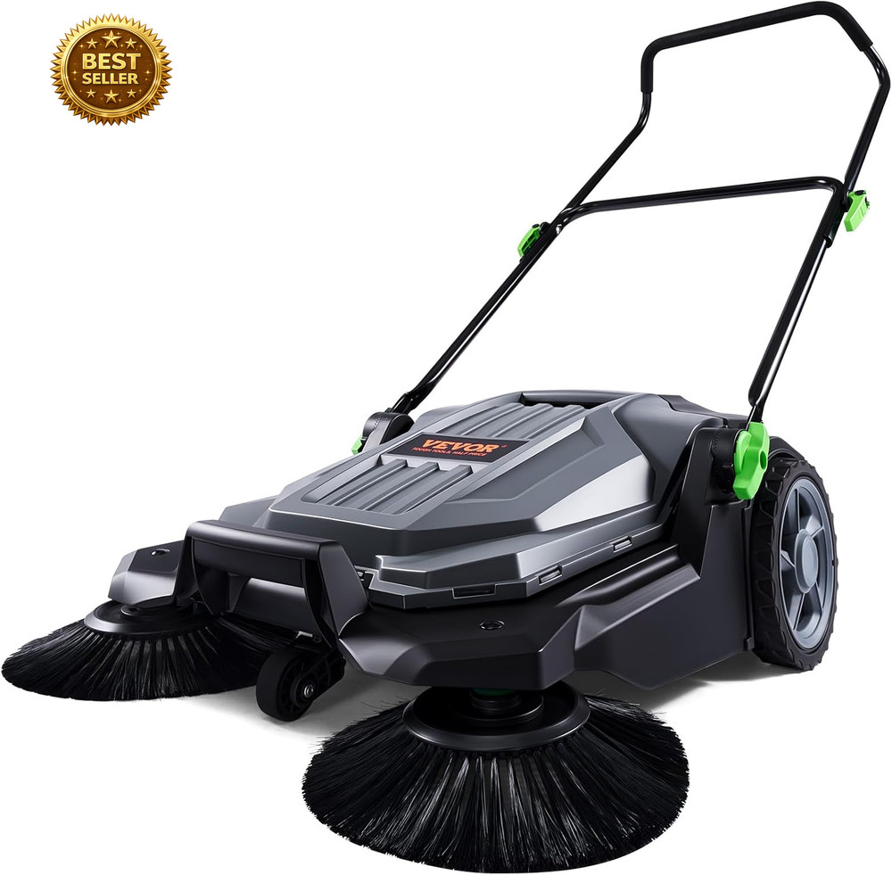 VEVOR Push Floor Sweeper 25.6″ Manual Cleaner Yard Garage Patio