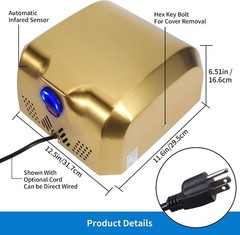 Stainless Steel Commercial Hand Dryer 1800W Automatic High Speed Heavy Duty Dull