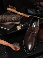 Youngjoy 6 Pieces Horsehair Shine Shoes Brush Kit Polish Dauber Applicators (B)
