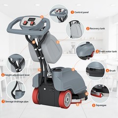 14″ Walk-behind Floor Scrubber Dryer Machine 14531 Sqft/h 4 Gal 18″ Squeegee