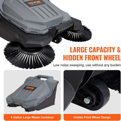 Walk-Behind Hand Push Floor Sweeper, 25.6″ Sweeping Width Floor Sweeper Manual N