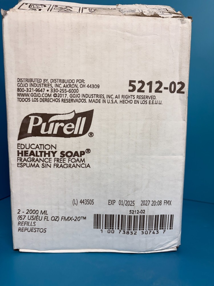 PURELL 521202 2000 ml Education Healthy Soap Fragrance Free Foam (2/Carton) New