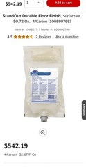 Diversey StandOut Durable Floor Finish, 1.5 Liter Pouch, 100880768, 4PK 👀GR8 BY