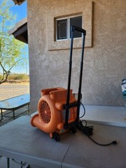 RIDGID 3-Speed Blower Fan Air Mover with Collapsible Handle and Rear Wheels