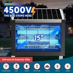 Solar Bug Zapper Outdoor, PhatroyYee Mosquito 4500V, Waterproof Black