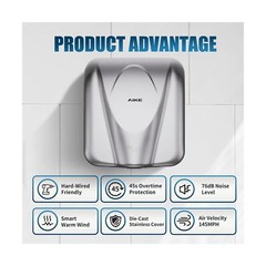 AIKE Elephant Power Commercial Hand Dryer High Speed Auto Warm Wind, Brushed …