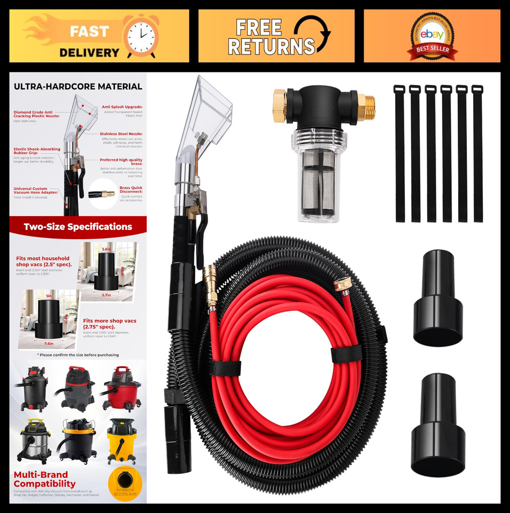 Carpet & Upholstery Cleaning Extractor Kit – Hose, Wand & Adapter for Home & Aut