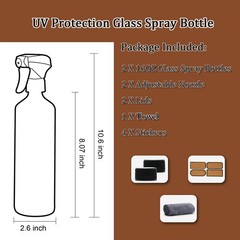 OFFIDIX Glass Spray Bottles for Cleaning,16 OZ 2 Pack Continuous Amber+Black
