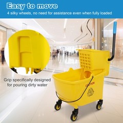 35 Quart Commercial Mop Bucket with Industrial Mop for Floor Cleaning,Yellow
