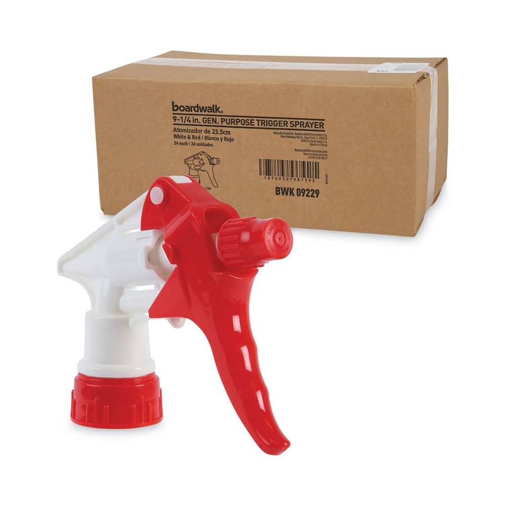 Boardwalk? Trigger Sprayer 250, 9.25 Tube Fits 32 oz Bottles, Red/White, 24/Cart