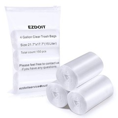 Small Trash Bags Kitchen Garbage Bags – 4 Gallon Clear Trash Bags Strong Wast…