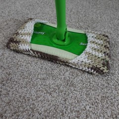Handmade Crochet Reusable Mop Cover Brown Tan White Striped Swiffer Pad