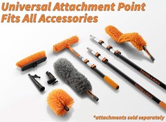 30FT House Cleaning Brush Set with 5-24FT Extension Pole, Window Squeegee,