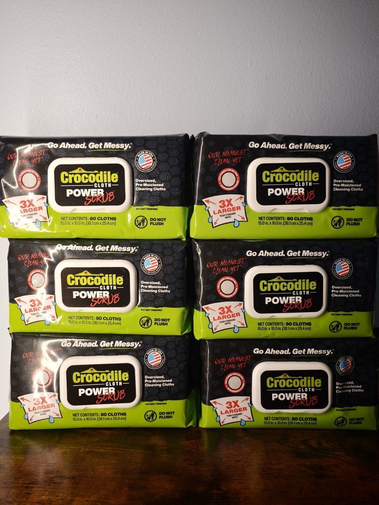 Crocodile Cloth PowerSCRUB Cleaning Wipes – 480 Count (6 Packs of 80 Count)