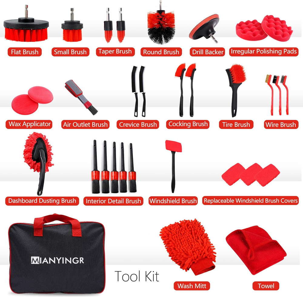 32Pcs Car Detailing Kit Auto Detailing Brush Set and Drill Brush Attachments