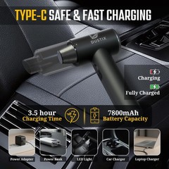 Dustix Cordless Handheld Car Vacuum Cleaner Powerful 20000Pa Triple Gear Mini