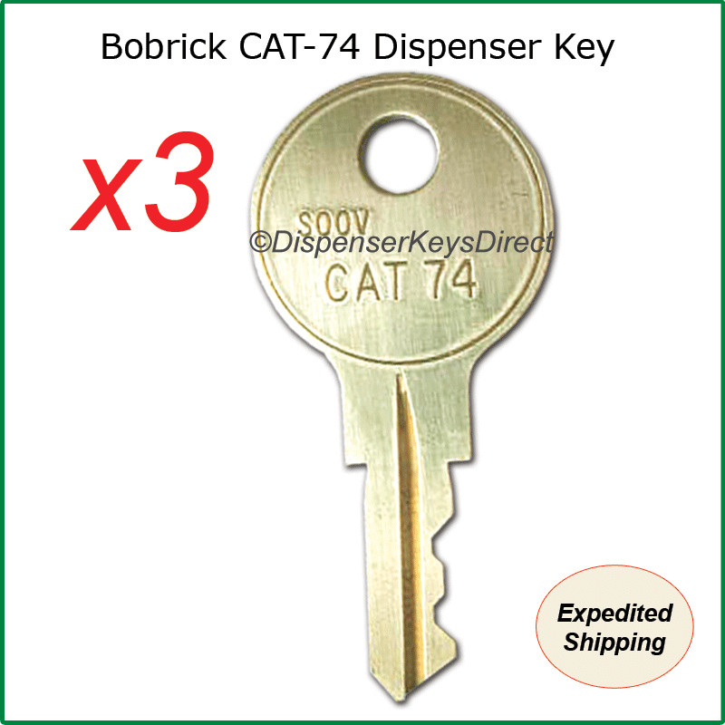 3 Pack – Bobrick CAT-74 Key – Paper Towel Toilet Tissue Liquid Soap Dispenser