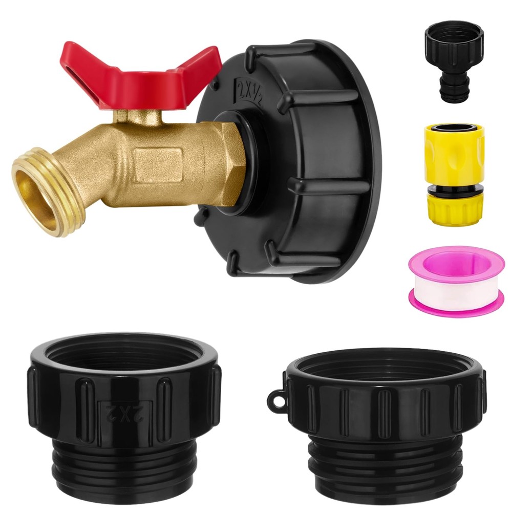 IBC Tote Garden Hose 2.44″ Fine, 2″ Coarse, 1/2 Hose-Brass
