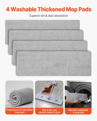 Microfiber Flat Mop with 4 Mop Pads Flat Mop for Dry and Wet Floor