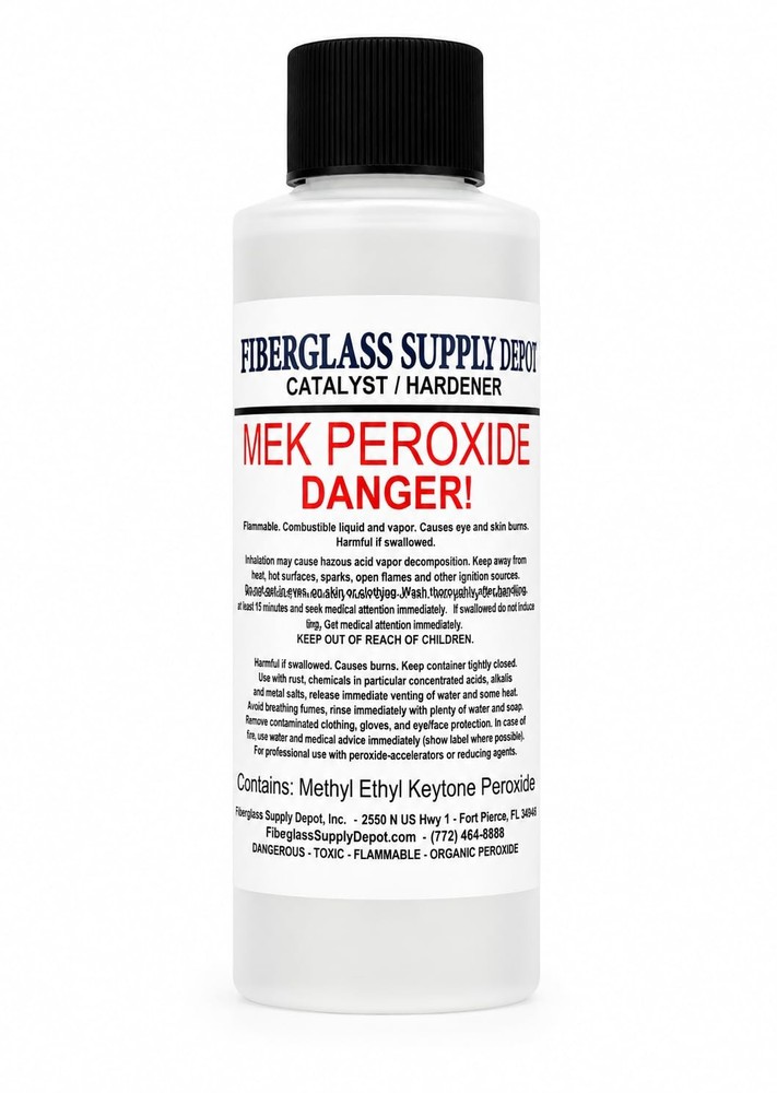 Fiberglass Supply Depot Clear Mek Peroxide Catalyst Hardener 4oz Bottle