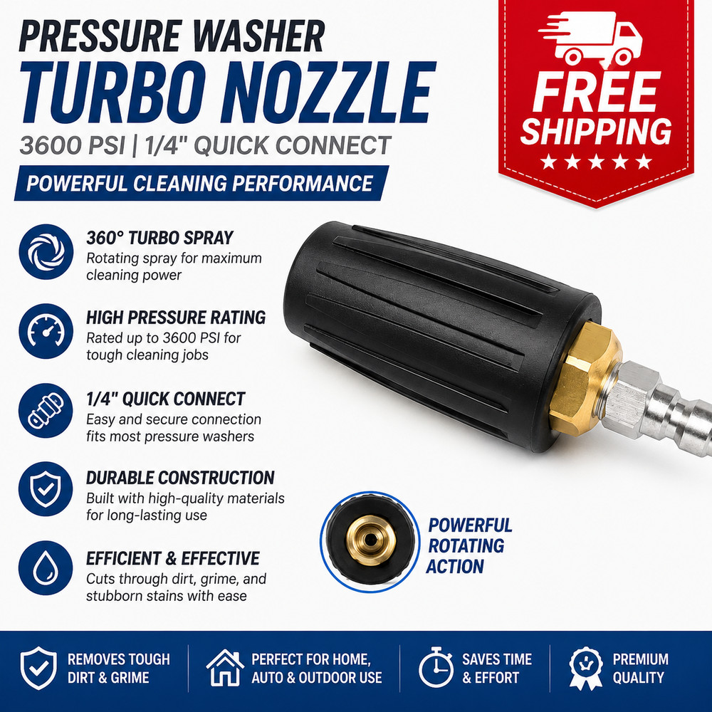 Turbo Pressure Washer Nozzle 4500 PSI 1/4″ Quick Connect Rotary Spray Tip