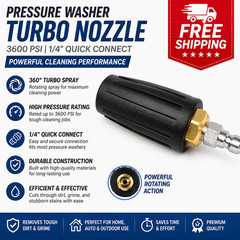 Turbo Pressure Washer Nozzle 4500 PSI 1/4″ Quick Connect Rotary Spray Tip