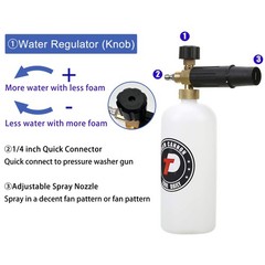 Tool Daily Short Pressure Washer Gun with Foam Cannon, 1/4 Black, Red, White