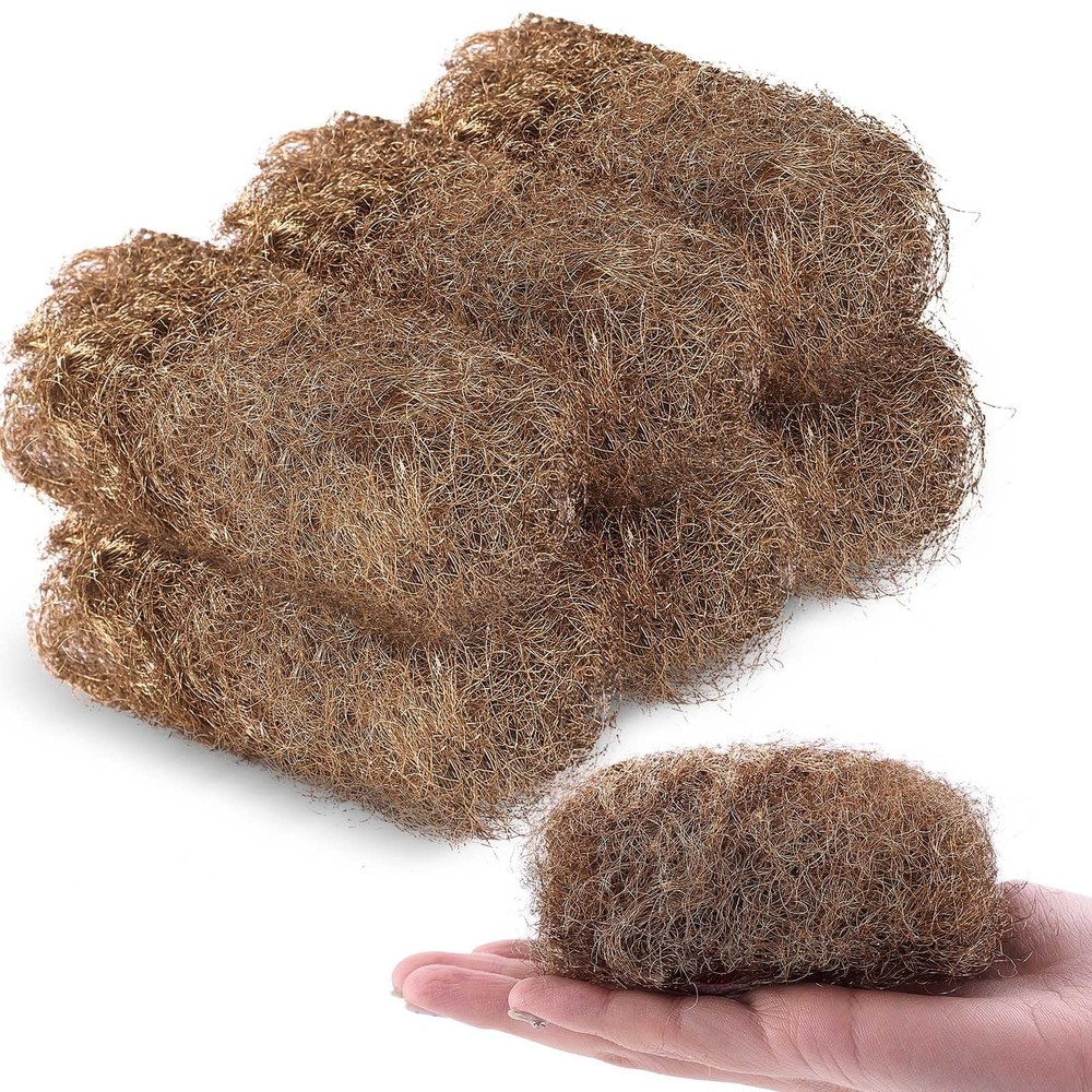 6 Pcs 0.7 oz Fine Grade 0000 Soft Rustproof Brass Bronze Copper Wool Pads Set
