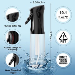 IMPORX Continuous Spray Bottle for Hair (10.1oz/300ml) 2 Pack Black/White