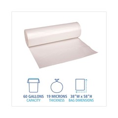 Boardwalk 385822 38″ x 58″ 60 gal. HD Can Liners – Natural (150/CT) New