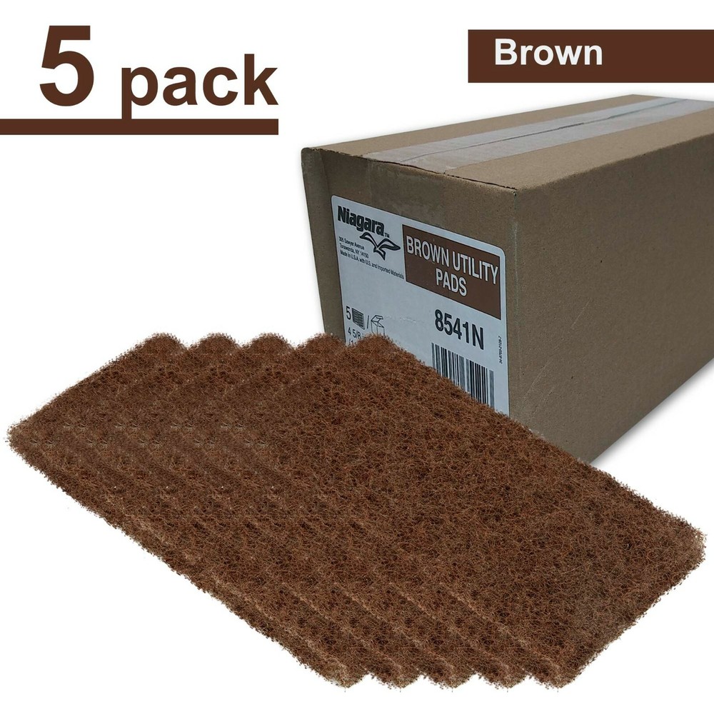 (5 Pack) 3M Doodleb Niagara 8541N Brown Scrub & Strip Utility Pads 4 5/8″ x 10″