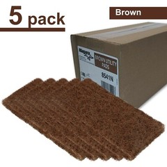 (5 Pack) 3M Doodleb Niagara 8541N Brown Scrub & Strip Utility Pads 4 5/8″ x 10″