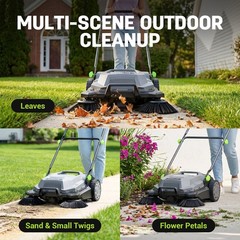 Steelite 26.8″ Width Walk-Behind Hand Push Floor Sweeper 6.4-Gal Waste Container