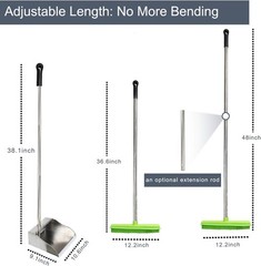 Rubber Broom and Dustpan Set,Pet Hair Removal Rubber Broom with Squeegee and Sta
