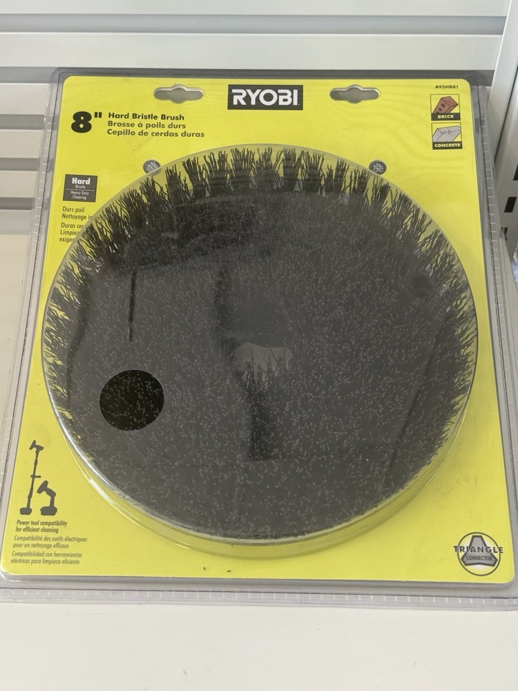 New RYOBI 8″ Hard Bristle Round Brush A95HB81 Heavy Duty Cleaning Multi-Purpose