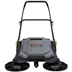 Walk-behind Hand Push Floor Sweeper, 25.6″Sweeping Width, Manual Floor Cleaner