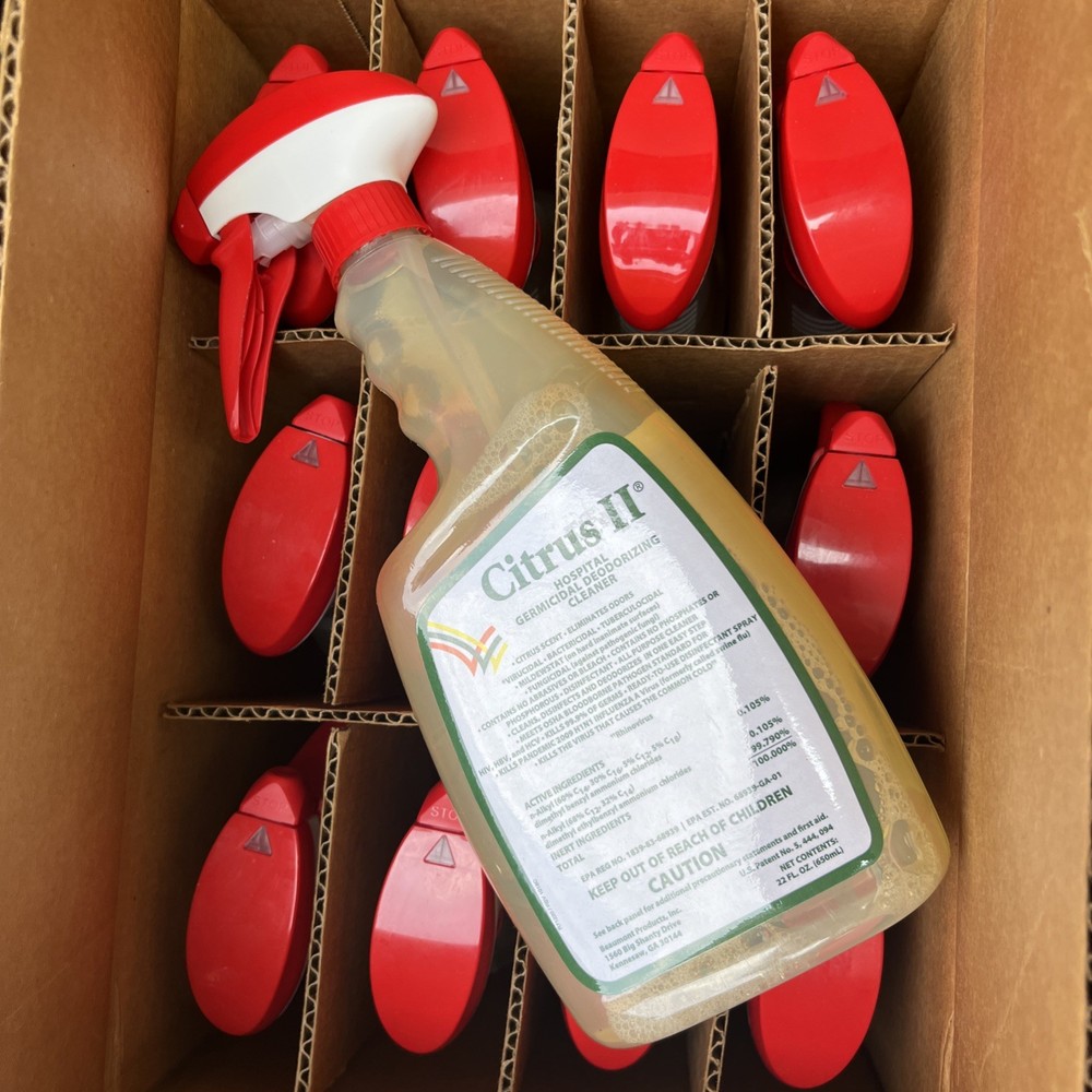 Box of 12 Citrus II 633712927 Germicidal Cleaner Deodorizing 22 oz. Spray Bottle