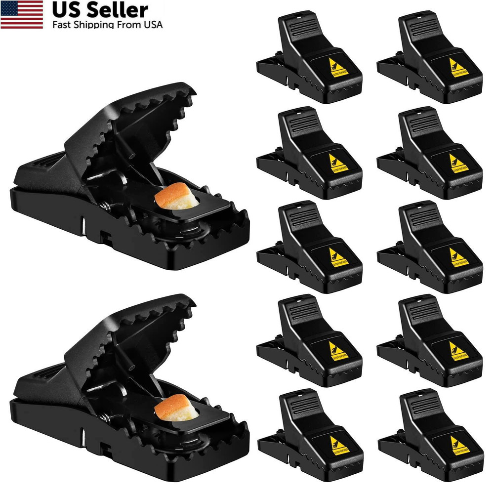 Mouse Trap, Small Mice Trap Indoor Quick Effective Sanitary M01-12Pack, Black