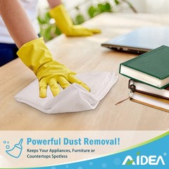 AIDEA Microfiber Cleaning Cloth White 50PK, 12 in. x 12 in.,