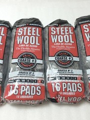 64 Pads – 4 Packs – Rhodes American Homax #3 Steel Wool Coarse Grade 3, 105-0164