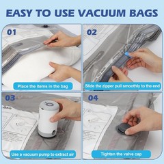 Travel Vacuum Storage Bags with Rechargeable Air Pump, 15 Pack Portable Space