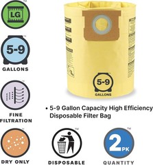 Shop-Vac 9067133 High Efficiency Disposable Vacuum Filter 5-8 gal, Yellow