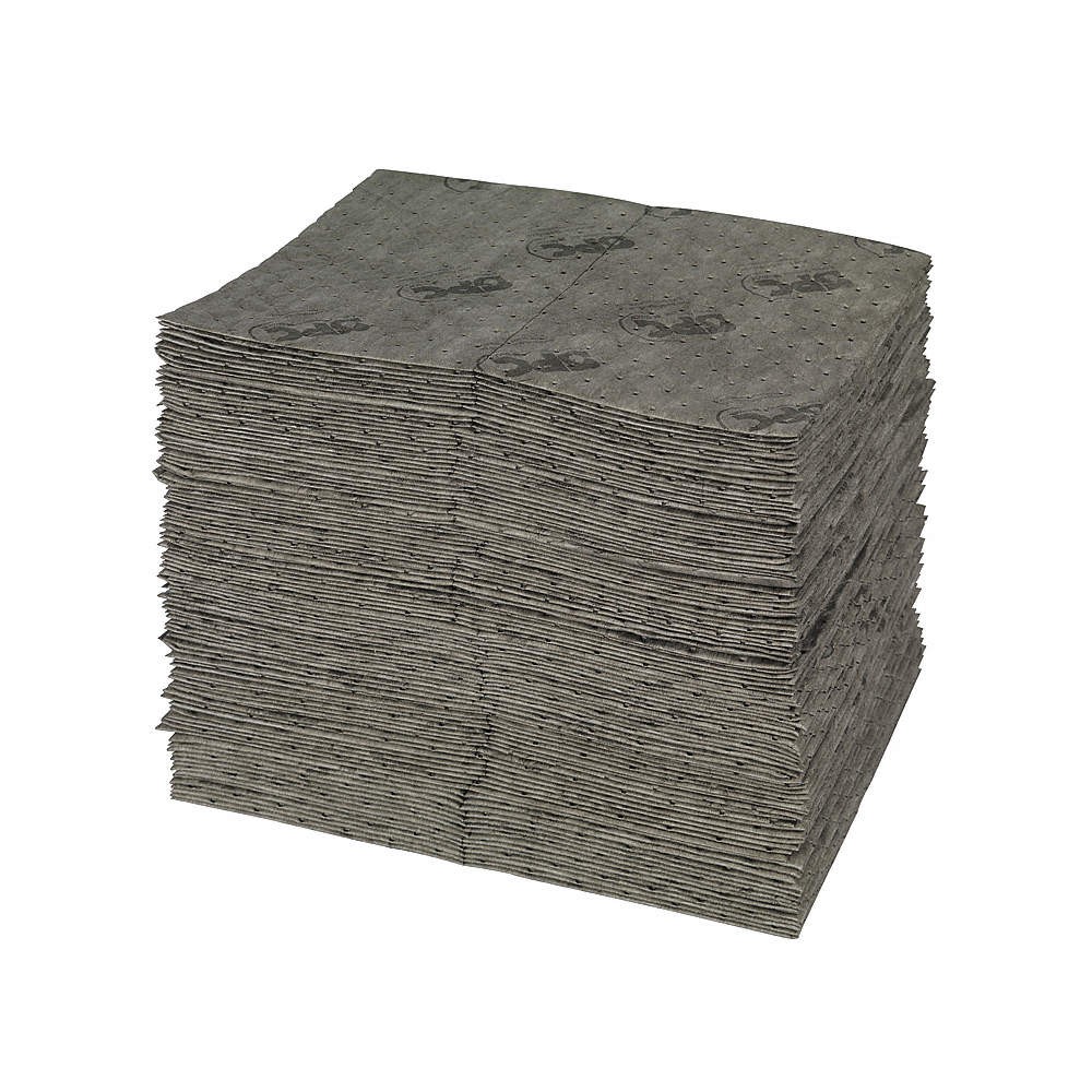 BRADY SPC ABSORBENTS UXT300 Absorbent Pad,Universal,Gray,PK100 15U857