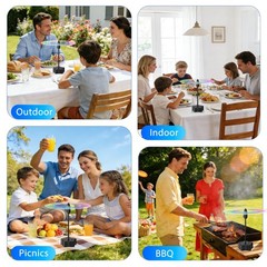 Fly Fans for Outdoor Table, Height Adjustable Food Fan with 4 Pack, white