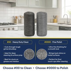 Steel Wool Cleaning & Polishing Kit, 6Pcs 00 & 6Pcs 0000 Steel Wool Pads with…